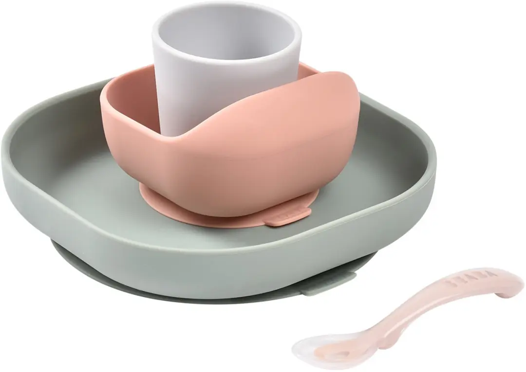 Béaba Siliconen Maaltijdset 4-delig - Roze/Groen - afbeelding 4 van 6