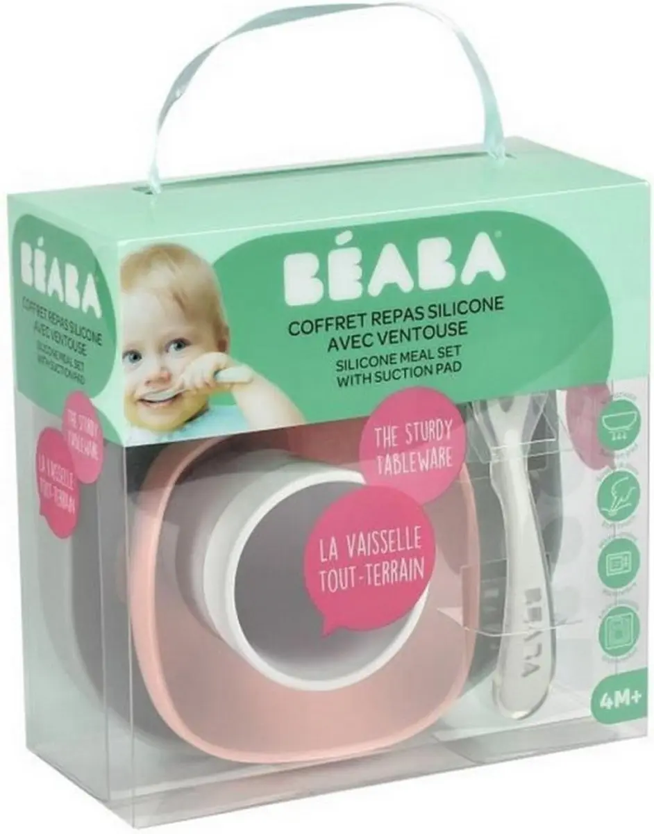 Béaba Siliconen Maaltijdset 4-delig - Roze/Groen - afbeelding 5 van 6