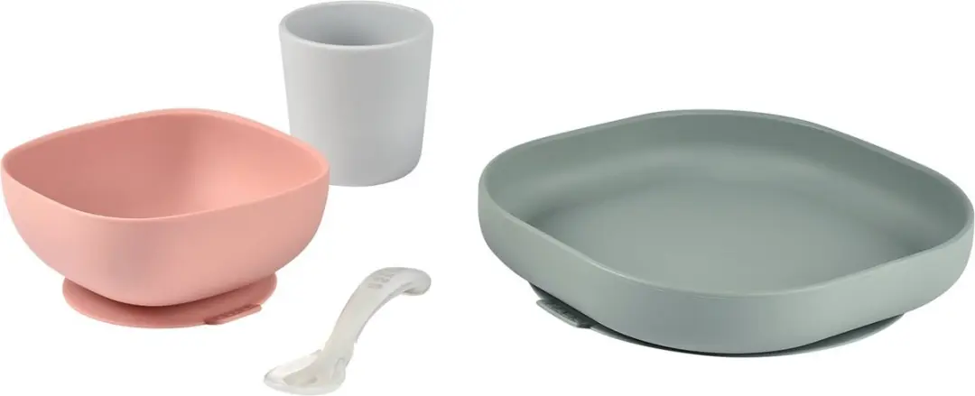 Béaba Siliconen Maaltijdset 4-delig - Roze/Groen - afbeelding 2 van 6