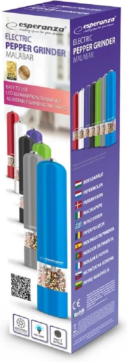 Esperanza Malabar Elektrische Pepermolen - Rood - afbeelding 3 van 3