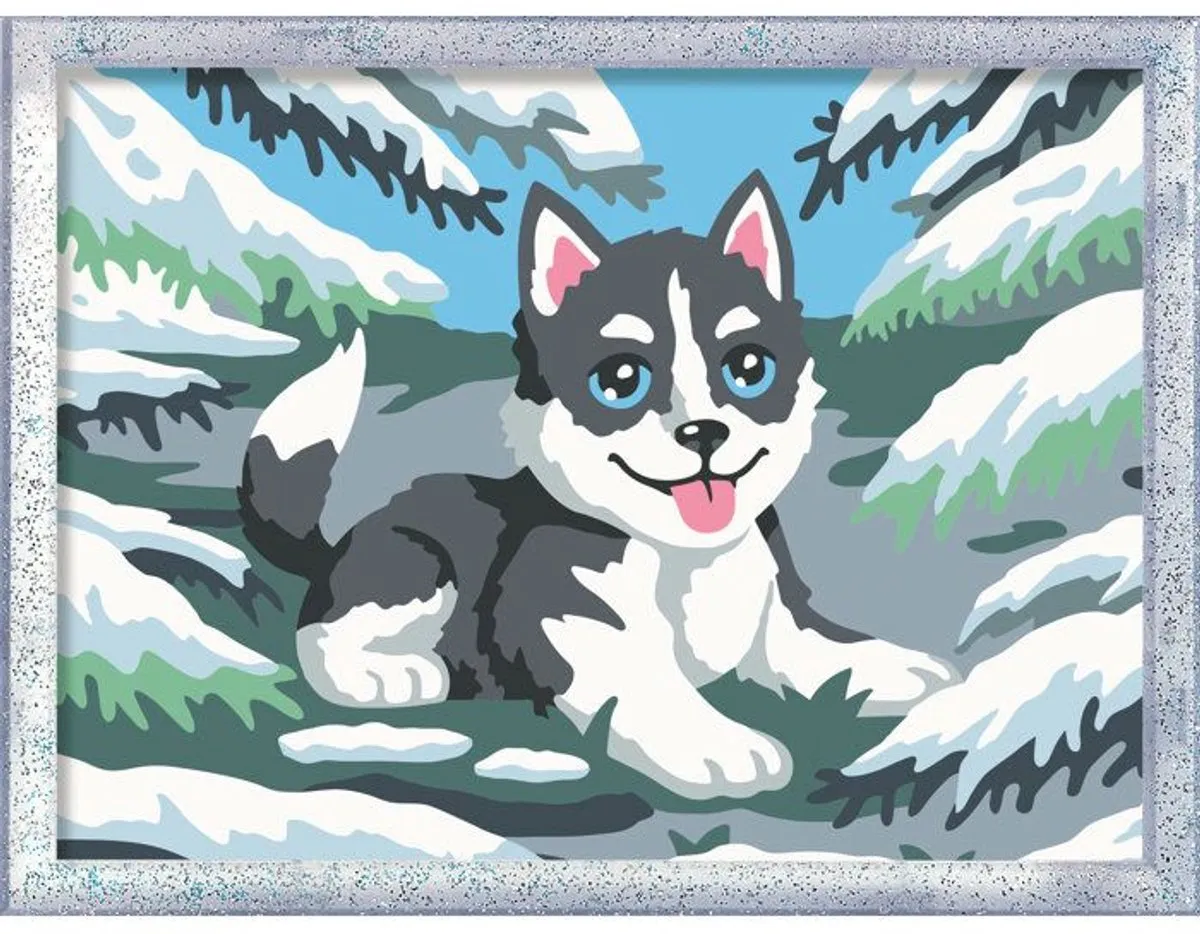 Ravensburger CreArt Sneeuwhuski Schilderen op nummer 18x24cm - Leeftijd 7+