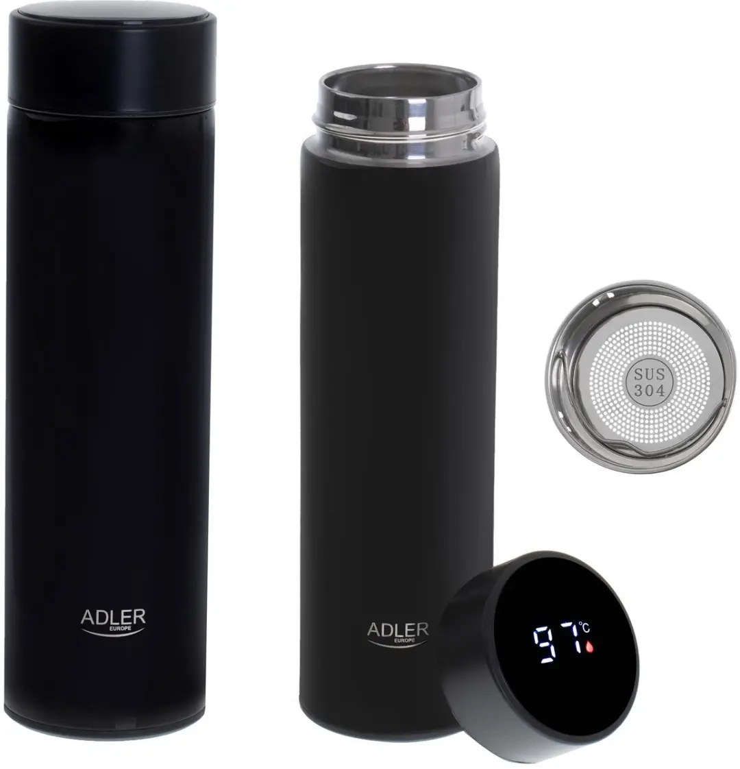 Adler AD4506BK Thermosfles met LED - 473ml - Zwart - afbeelding 2 van 6