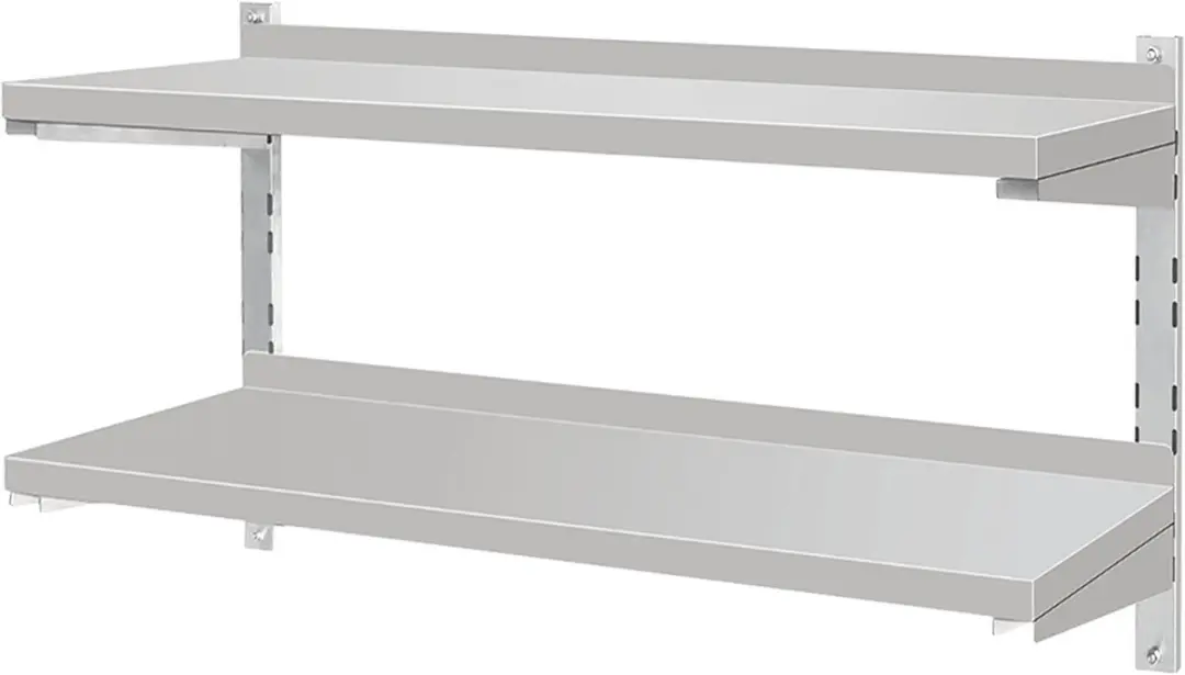 YATO Gastro Verstelbare Dubbele RVS Wandplank met Spatrand 30 mm