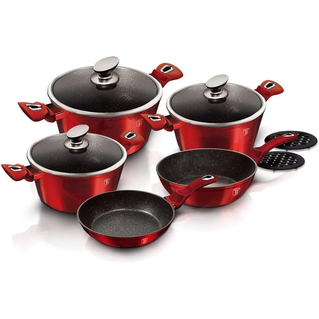 BerlingerHaus Pannenset 10-delig - Rood - afbeelding 2 van 5