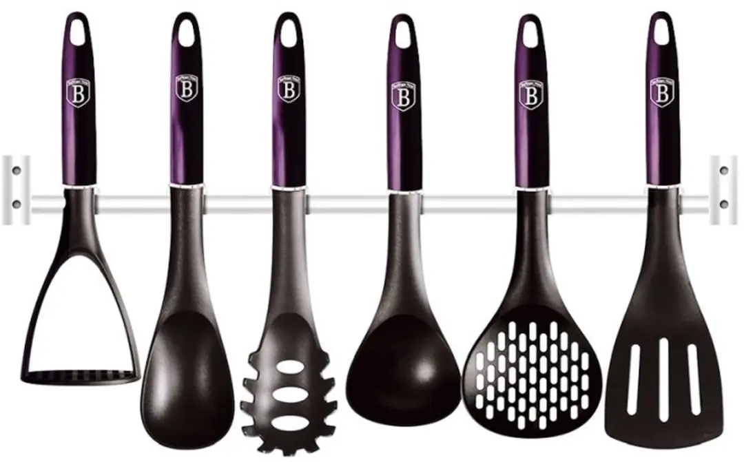 Keukengerei met wandhouder, 7-delige set uit de Purple Eclipse-collectie