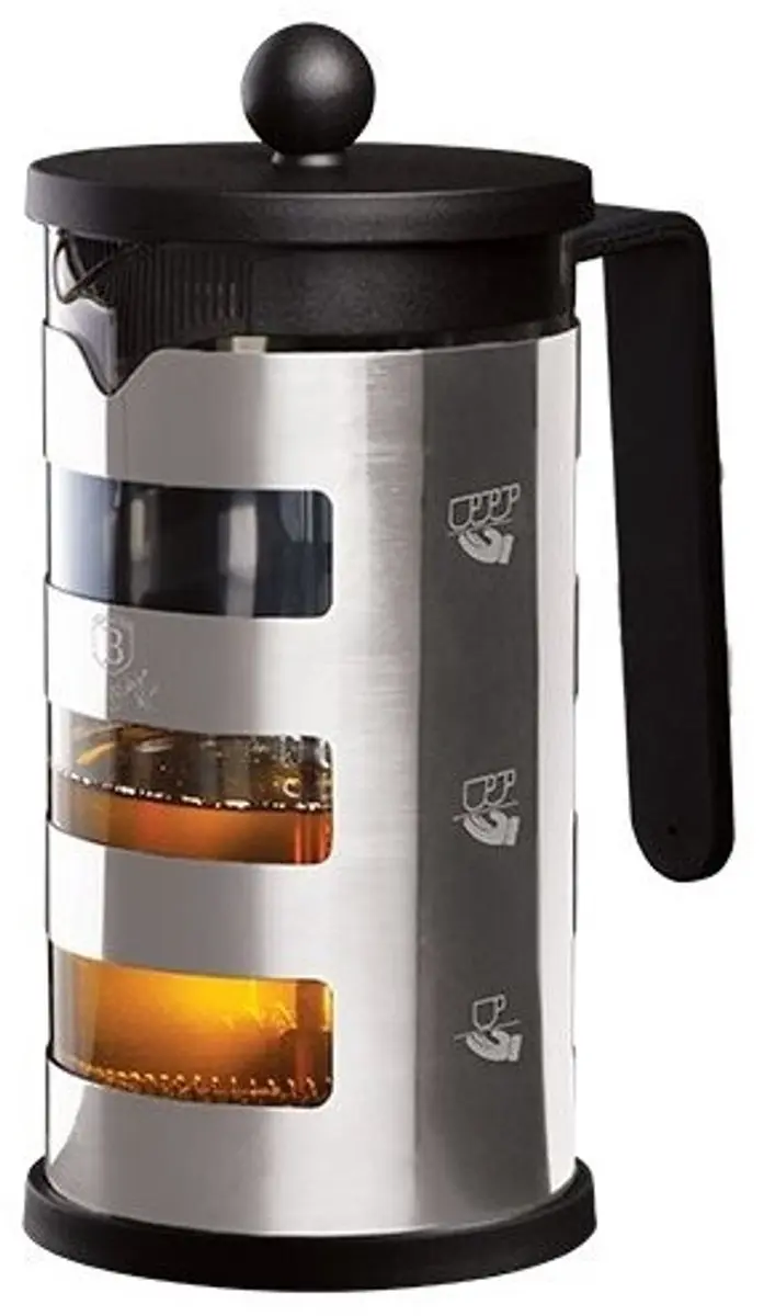 Thee- en koffiepot met French Press, 1 l, Black Silver Collection