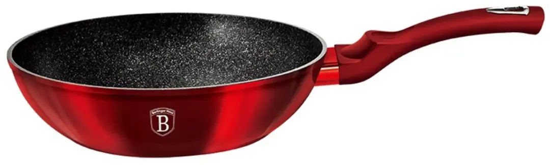 Wokpan met marmeren afwerking, 30 cm, Burgundy Metallic Line