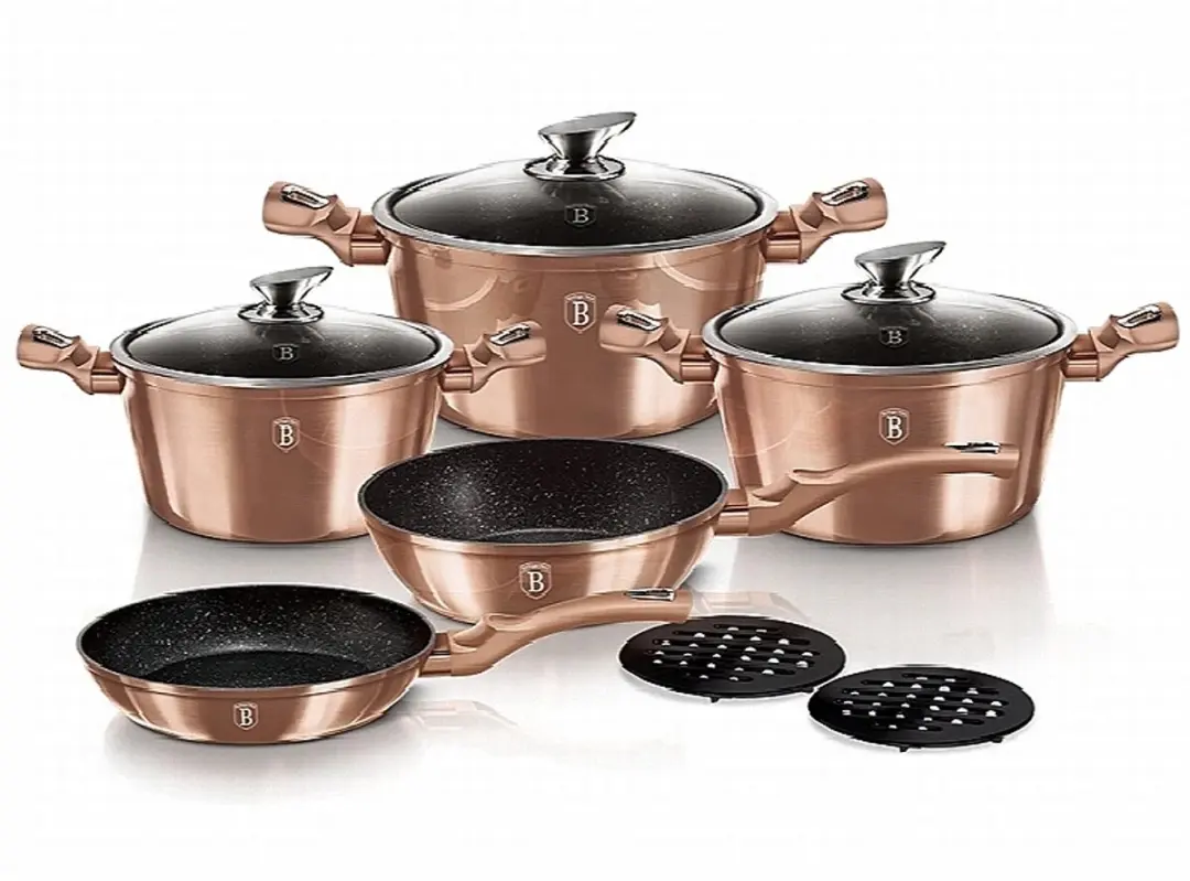 Serviesset met marmerafwerking, 10-delig, Rosegold Metallic Line