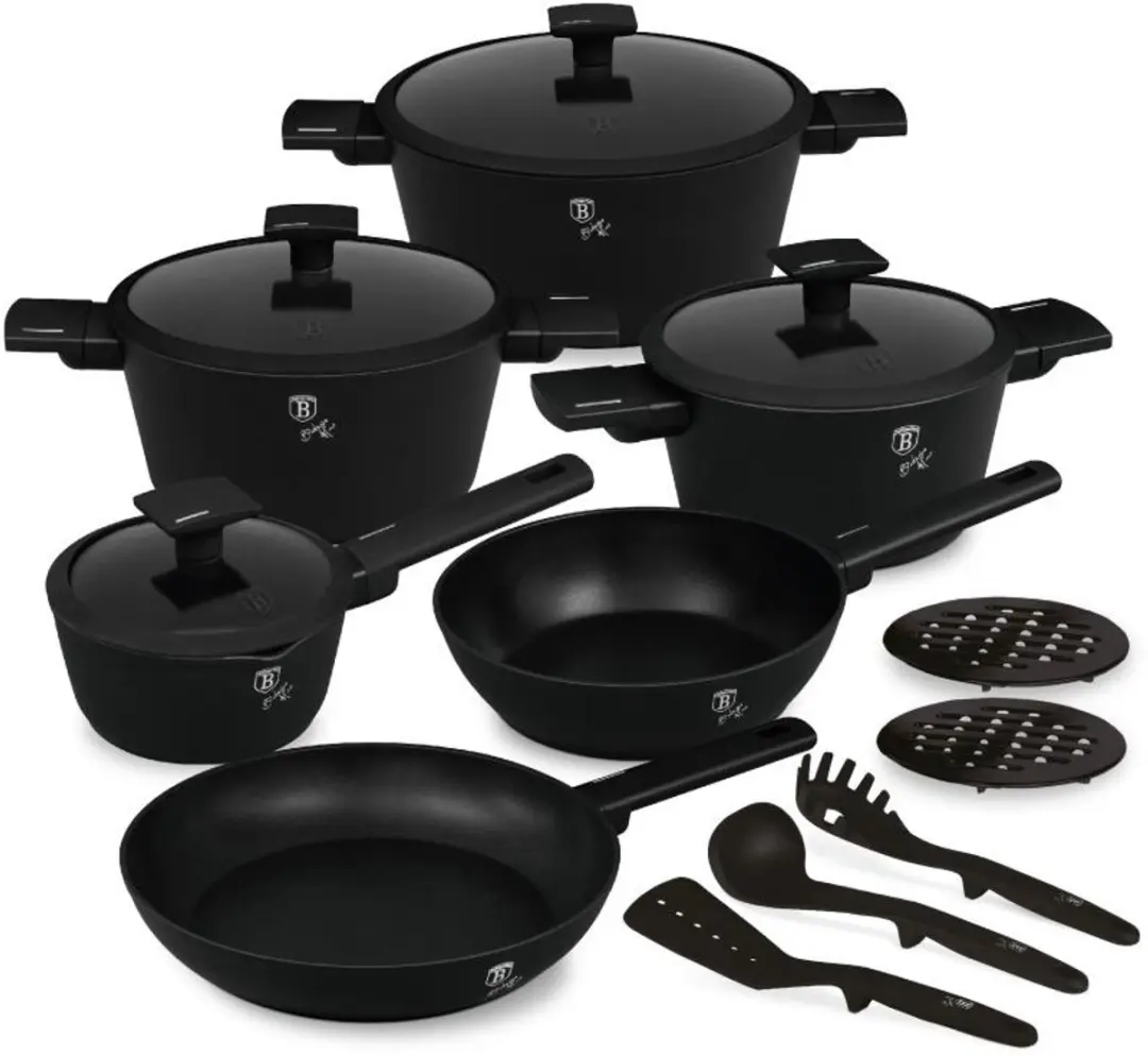 Servies set met titaniumcoating, 15-delig, Matte Black Collection
