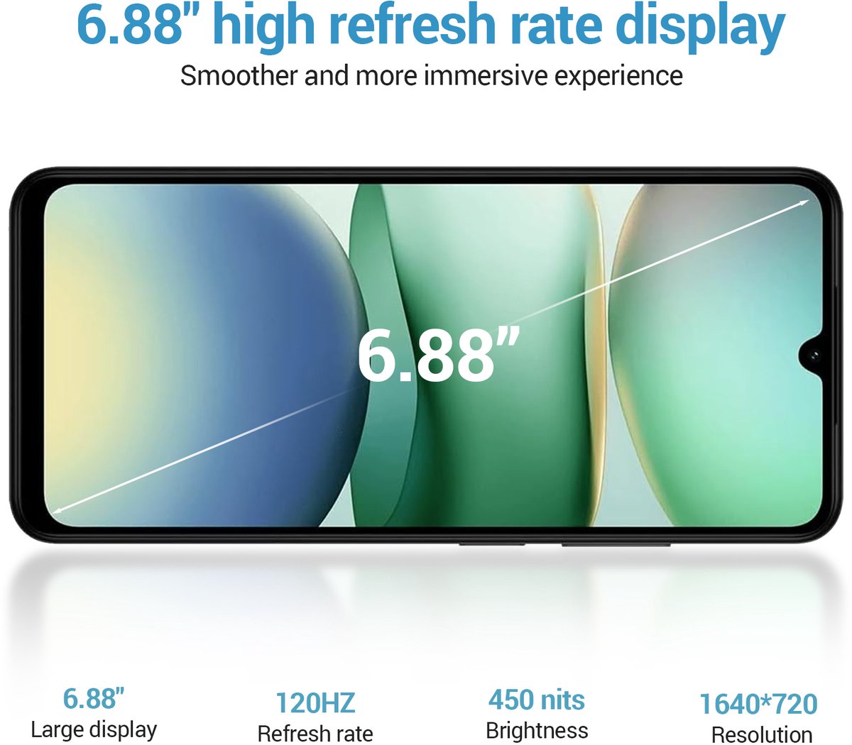 XIAOMI Redmi A5 Smartphone 6,88" 120Hz, 4GB+128GB, 32 MP AI-camera, 5200 mAh batterij, Zij-vingerafdruksensor (Zwart)