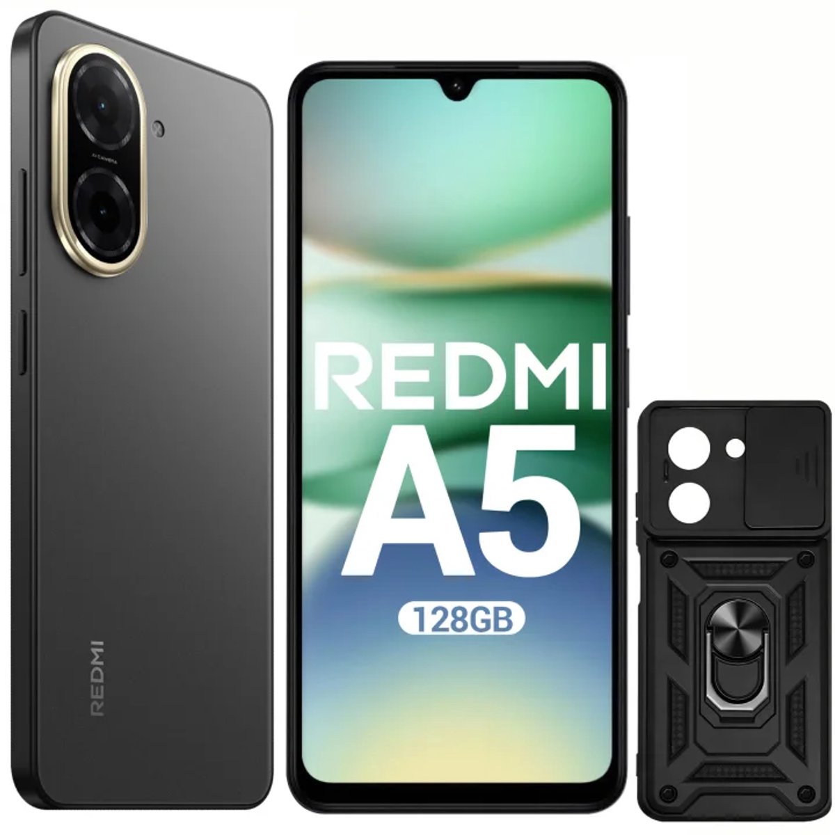 XIAOMI Redmi A5 Smartphone 6,88" 120Hz, 4GB+128GB, 32 MP AI-camera, 5200 mAh batterij, Zij-vingerafdruksensor (Zwart)