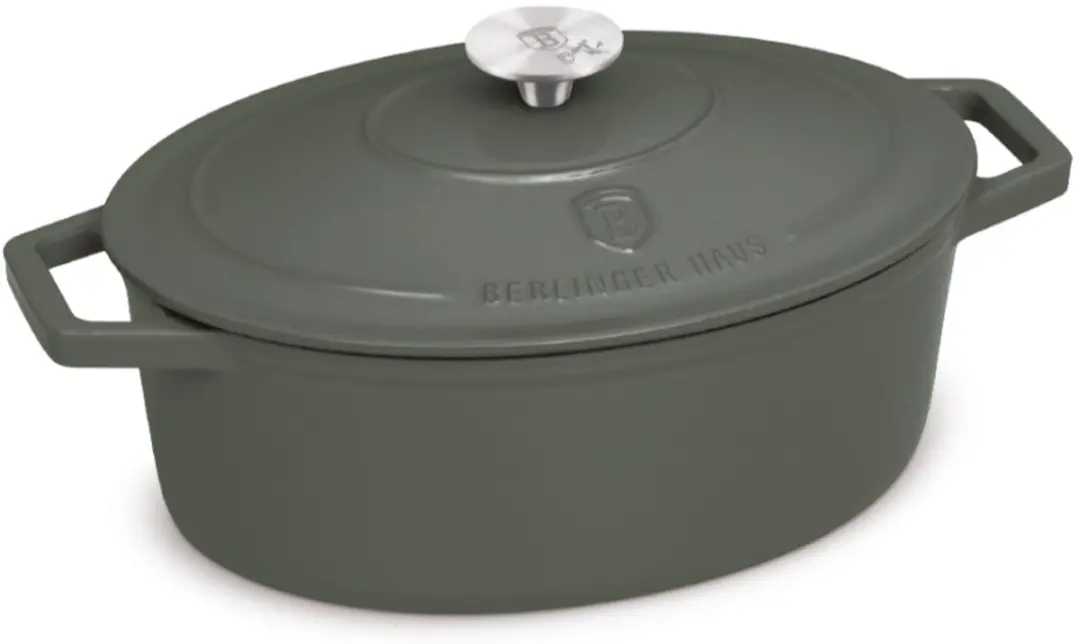 Gietijzeren braadpan met deksel 32 cm, Matte Green Collection