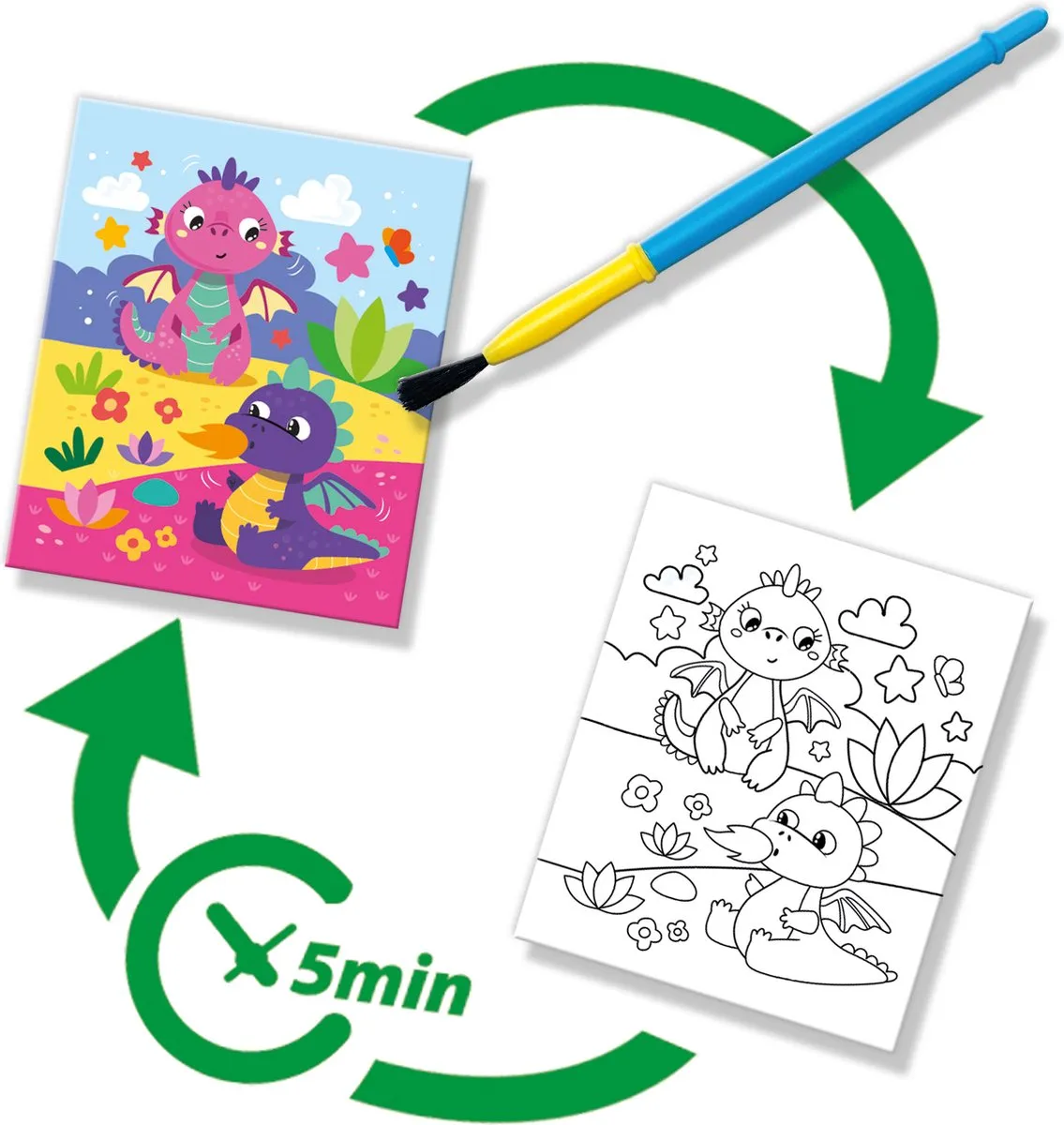 SES Creative Kleuren met Water Fantasieboek - 5 Pagina's - Herbruikbare Waterstift