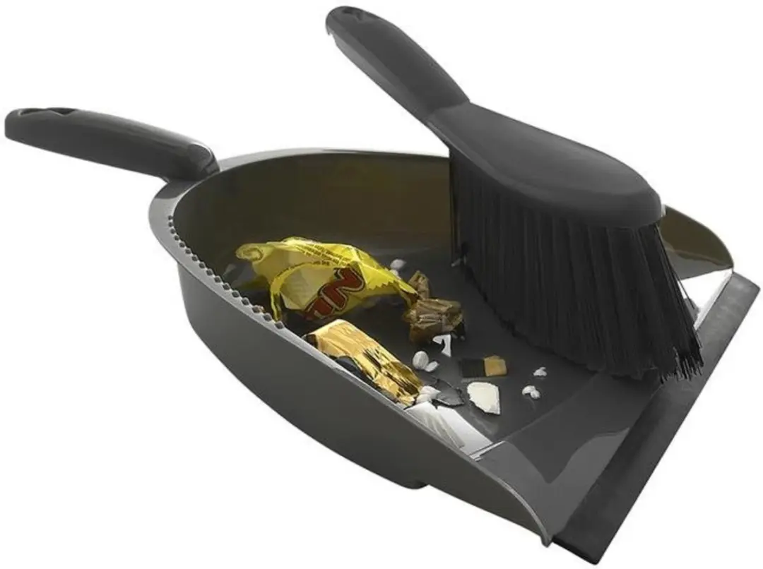 ProPlus Compacte stoffer en blik set - 22 x 33 cm - Grijs/Zwart - Ideaal voor kamperen - afbeelding 3 van 5