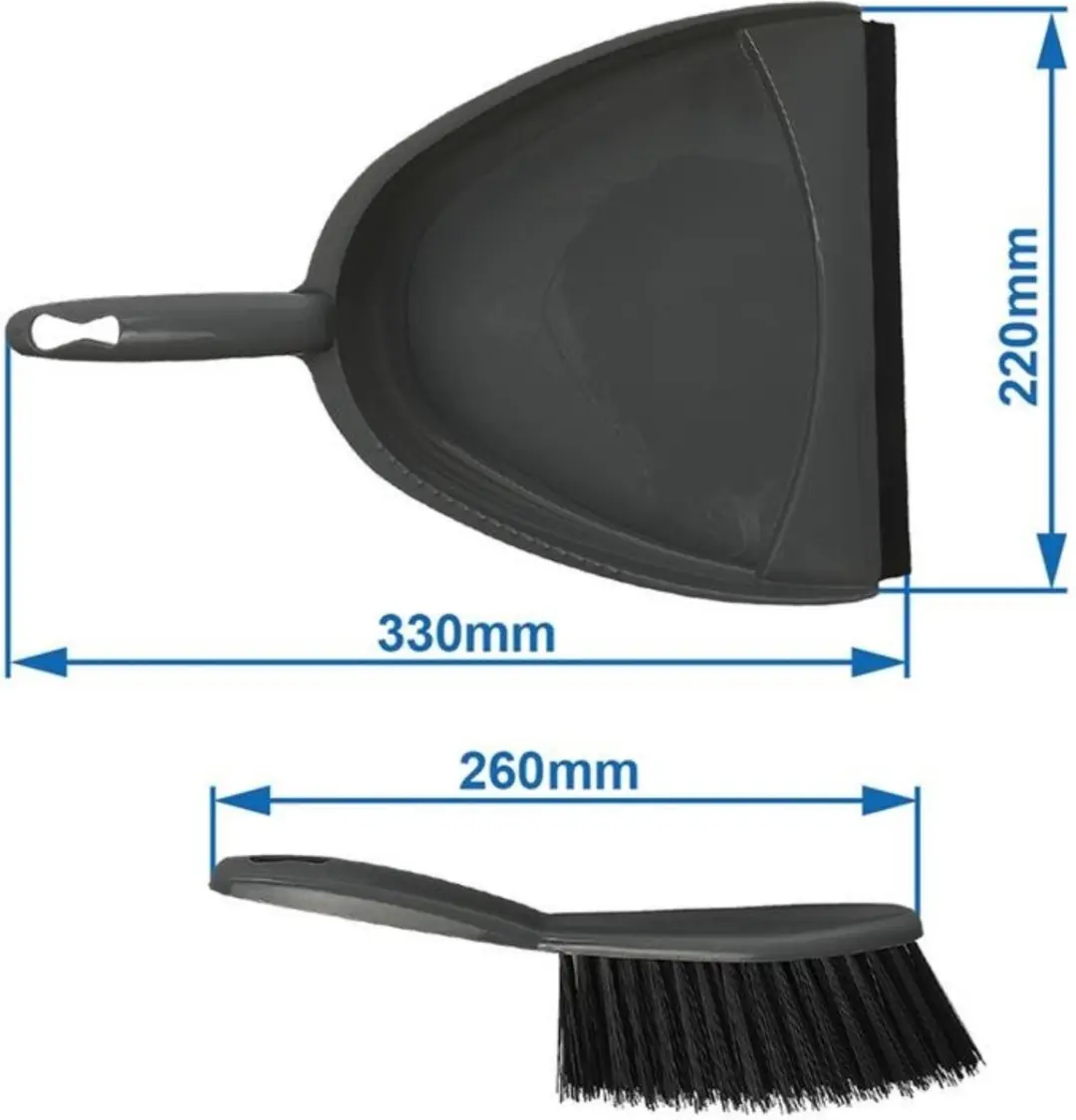 ProPlus Compacte stoffer en blik set - 22 x 33 cm - Grijs/Zwart - Ideaal voor kamperen - afbeelding 4 van 5