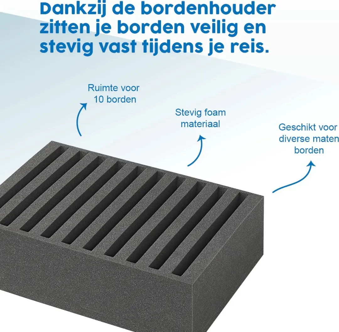 ProPlus Bordenhouder - Zacht Foam - 10 Borden - Zwart - afbeelding 4 van 6