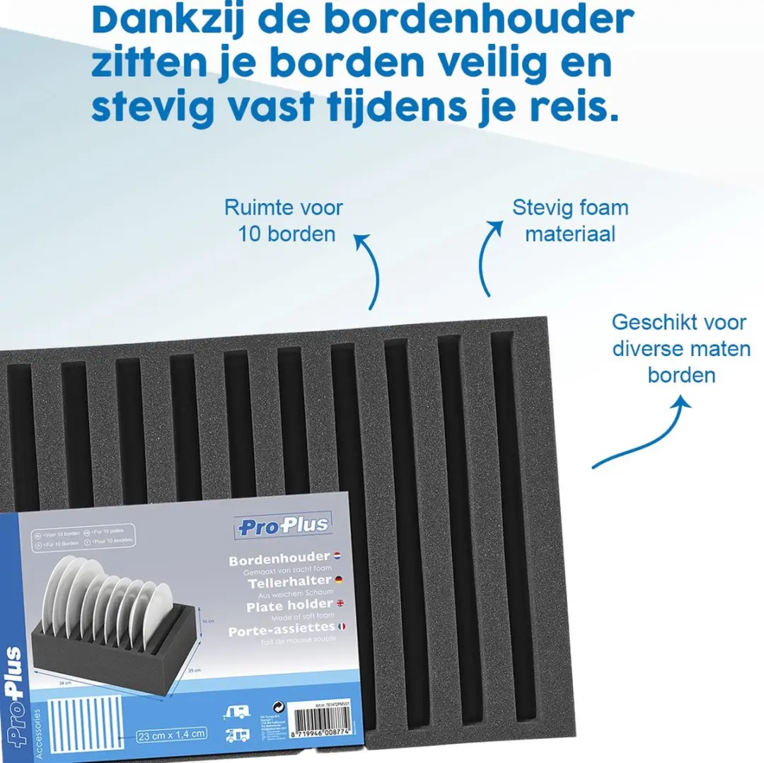 ProPlus Bordenhouder - Zacht Foam - 10 Borden - Zwart - afbeelding 3 van 6