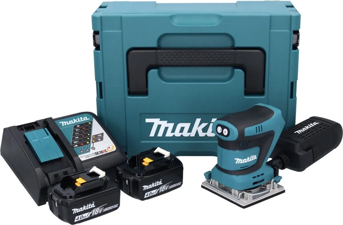 Makita DBO482RMJ Vlakschuurmachine 18V - 112x102mm - 2x 4.0Ah + Lader + Makpac
