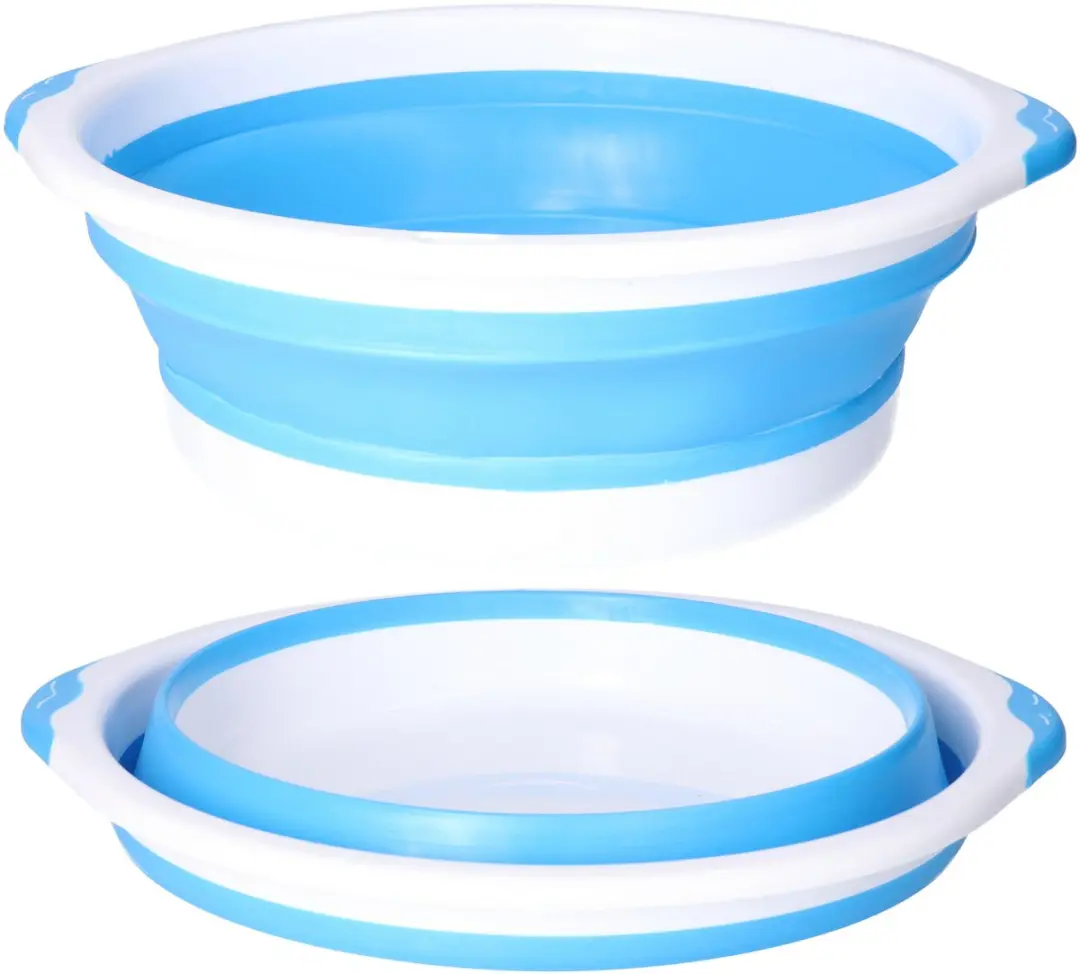 Pakket van 2x stuks benson opvouwbaar afwasteiltjes / afwasbakken blauw/wit D30