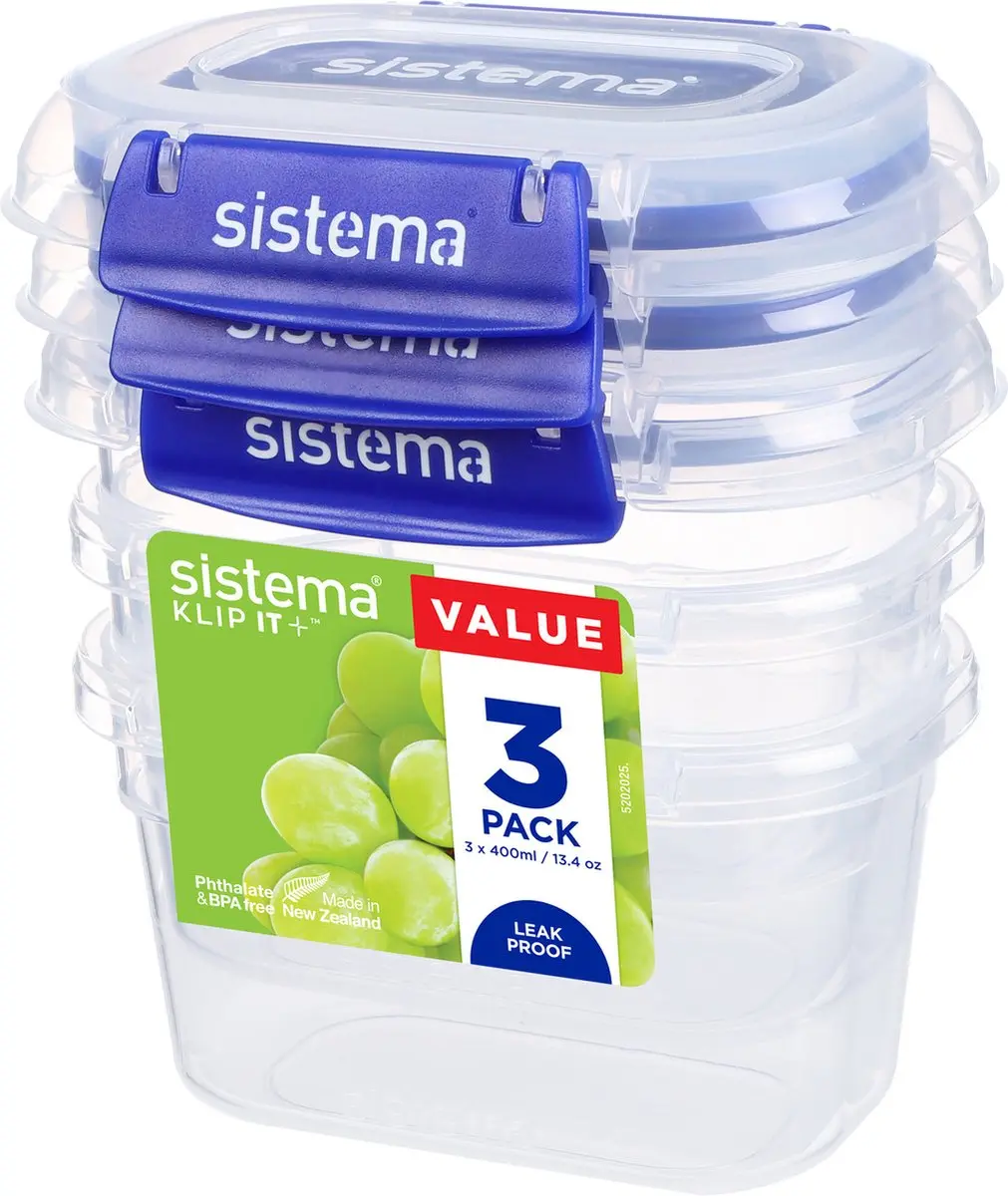 Sistema Klip It Plus Voorraaddozen 400ml - 3 Stuks - afbeelding 2 van 6