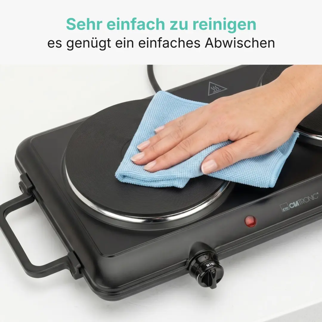Clatronic DKP 3583 Dubbele Kookplaat - 1000+1500W - Zwart - afbeelding 6 van 6