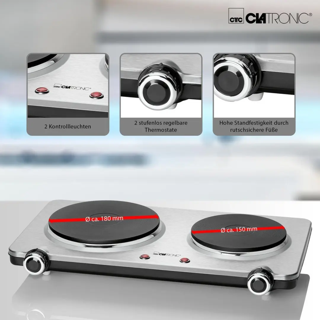 Clatronic DKP 3668 Dubbele Kookplaat - 2 Zones - afbeelding 4 van 6