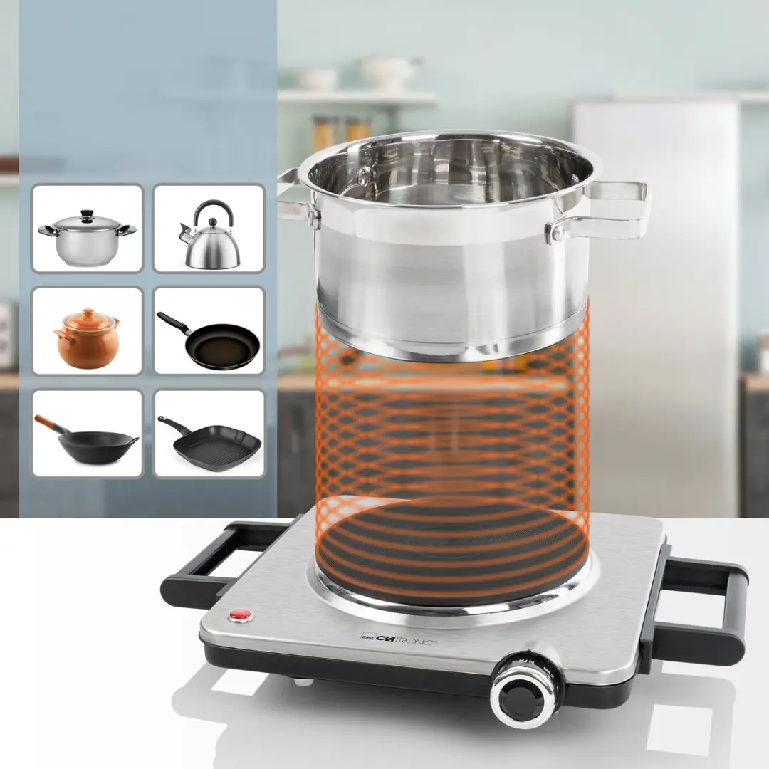 Clatronic Elektrische Kookplaat 1500W - RVS - afbeelding 2 van 6
