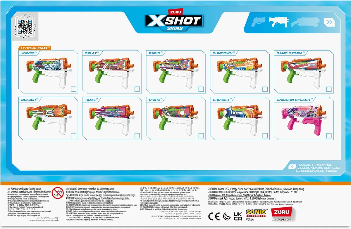 XSHOT Sonic The Hedgehog Hyperload Water Blaster 500L - Meerkleurig