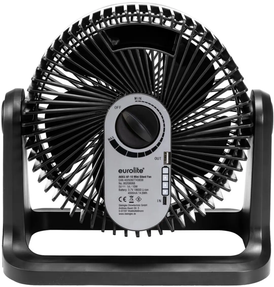 Eurolite AKKU AF-10 Mini Ventilator - 23cm - Zwart - afbeelding 4 van 6