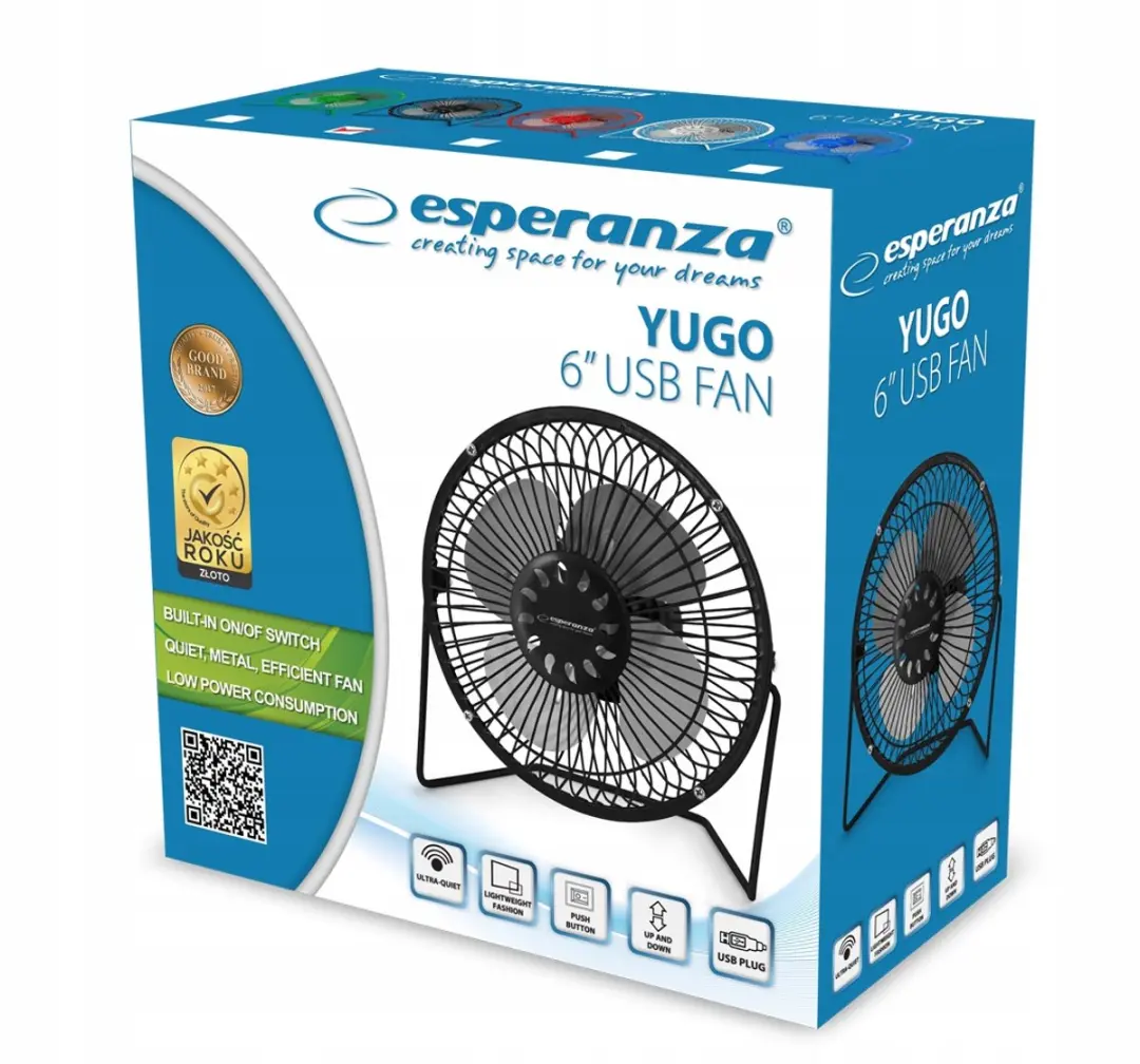 Esperanza Yugo EA149K USB Ventilator - Zwart - afbeelding 3 van 6