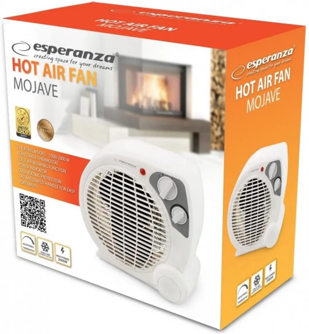 Esperanza EHH002 Ventilatorkachel - 2000W - Grijs/Wit - afbeelding 4 van 5