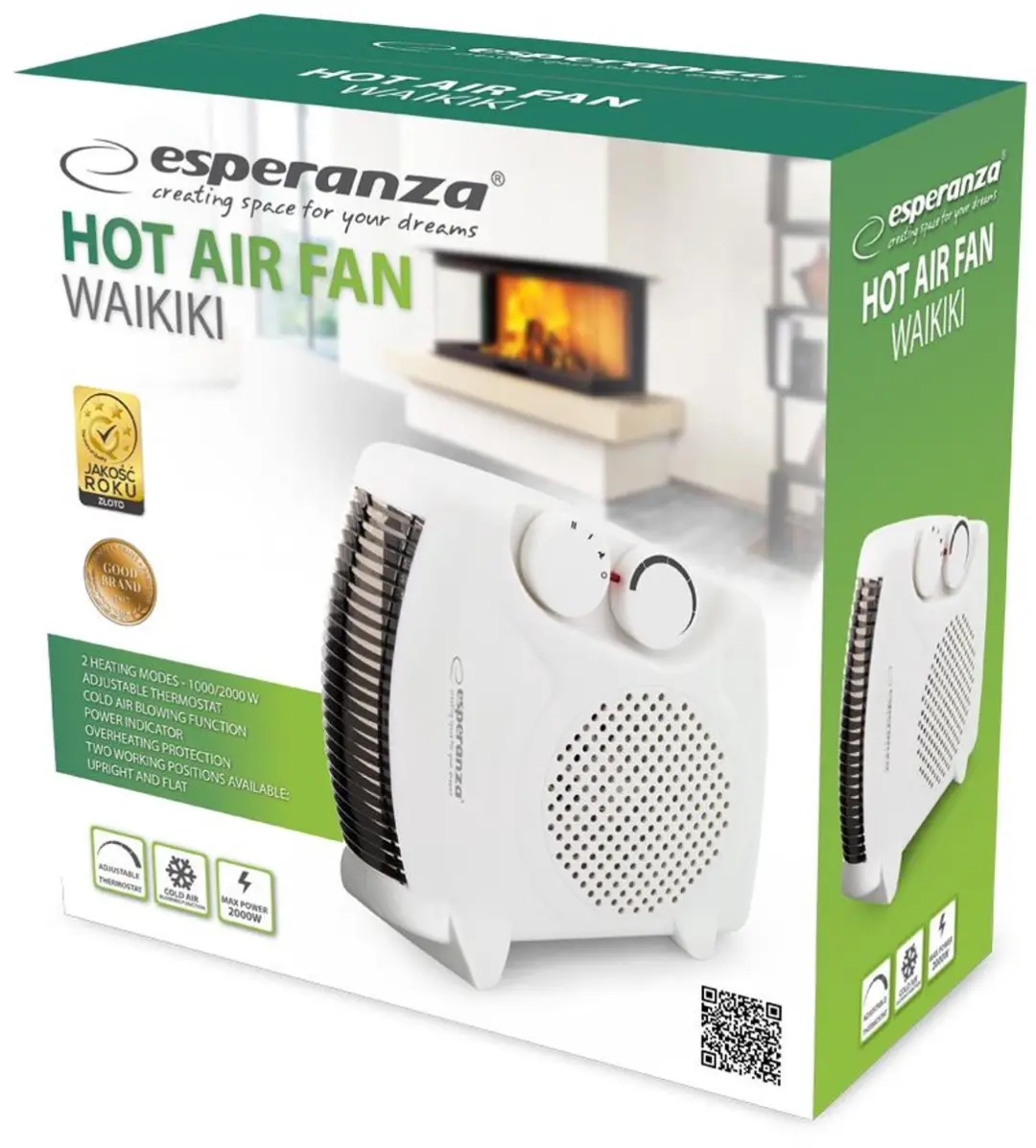 Esperanza Waikiki EHH004 Ventilatorkachel - 2000W - afbeelding 2 van 3