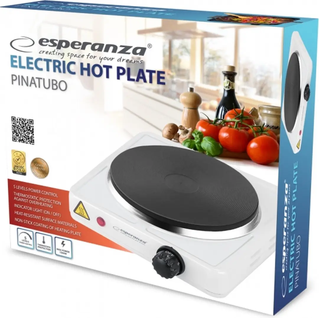 Esperanza EKH002W Kookplaat - 1 Zone - Wit - afbeelding 4 van 6