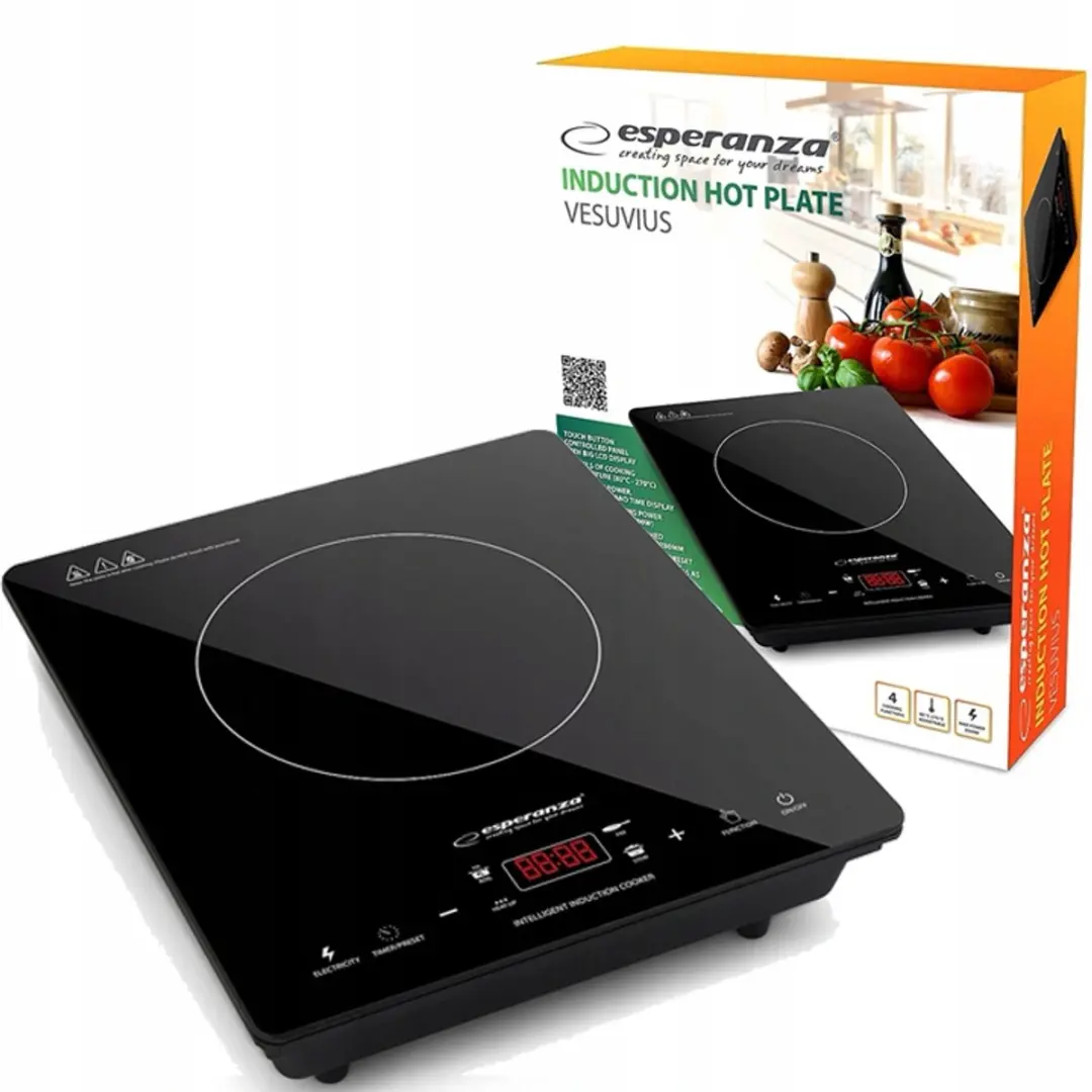 Esperanza Vesuvius EKH009 Inductiekookplaat - 2000W - Zwart - afbeelding 2 van 6