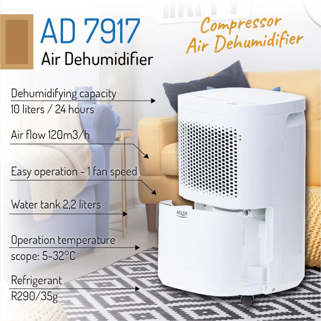 Adler AD 7917 Luchtontvochtiger - 200W - Wit - afbeelding 3 van 6