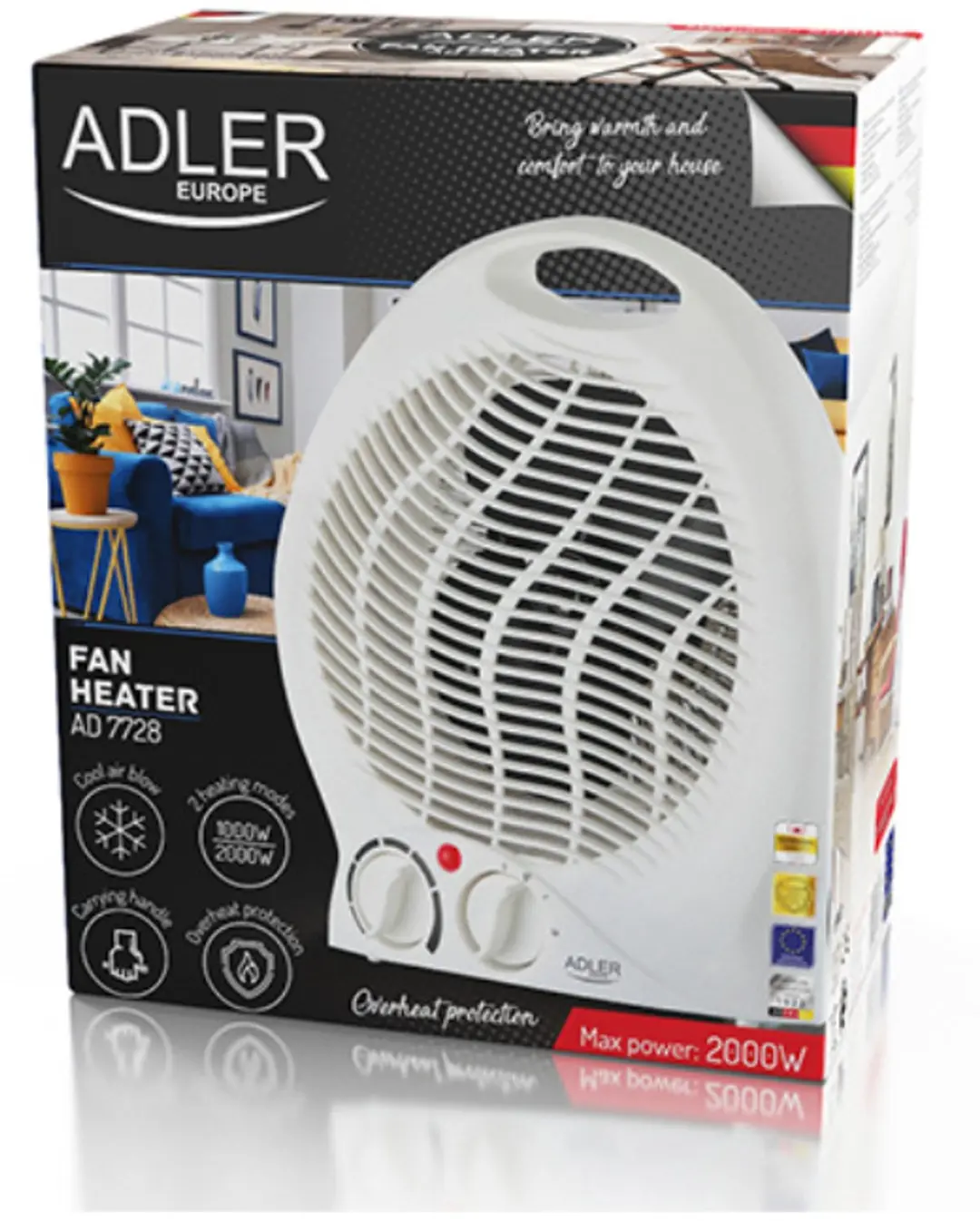 Adler AD 7728 Ventilatorkachel 2000W - Wit - afbeelding 6 van 6