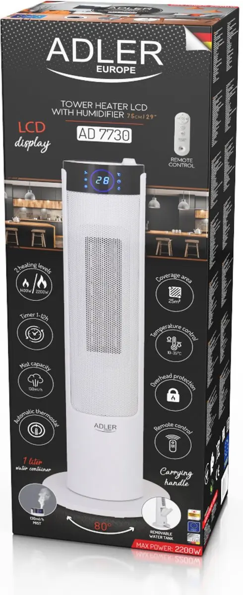 Adler AD 7730 Keramische Radiator - 2200W - afbeelding 2 van 6