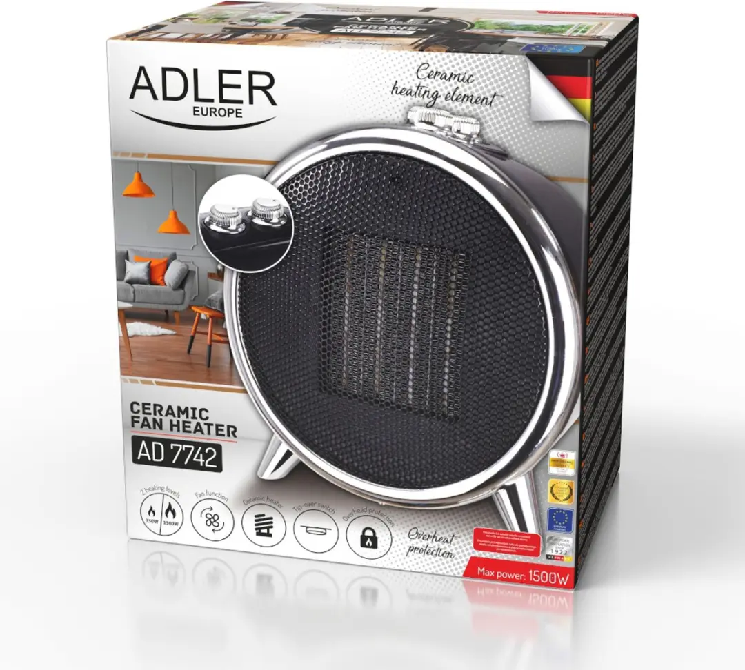 Adler AD 7742 Keramische Ventilatorkachel - 1500W - afbeelding 3 van 6