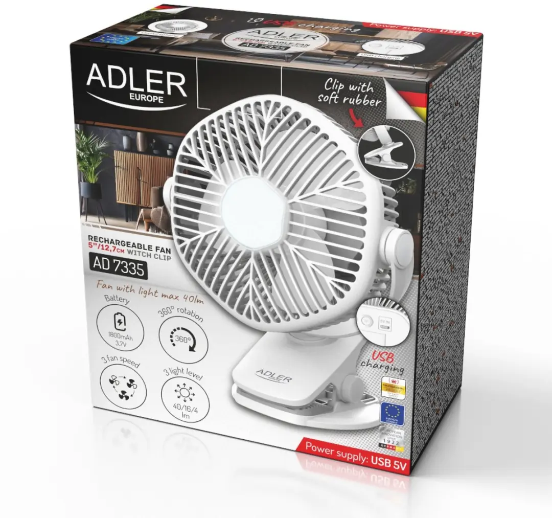 Adler AD 7335 Draagbare Ventilator - Wit - afbeelding 6 van 6