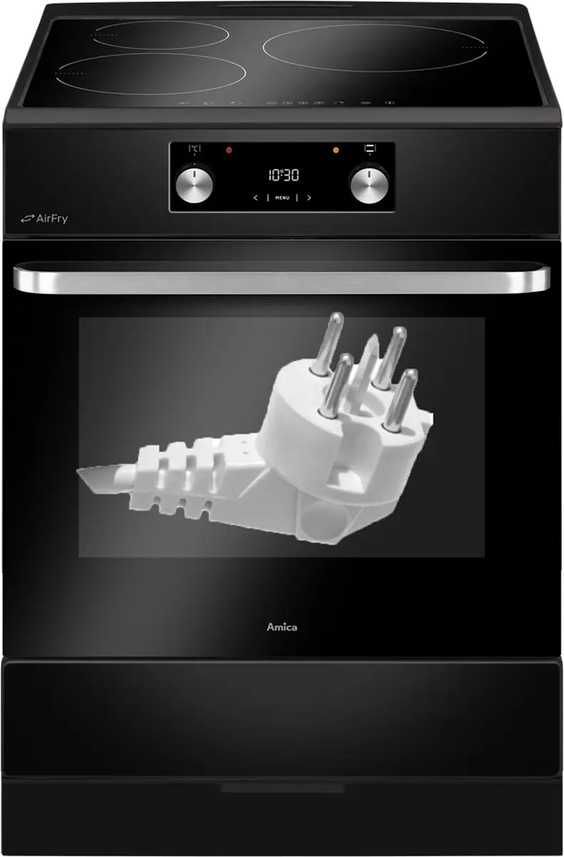 Amica ACI7005RN Inductiefornuis met aangesloten 2 Fase Perilex stekkerkabel