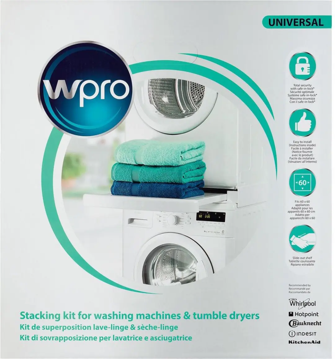 Wpro SKS101 Stapelset Wasmachine/Wasdroger 60cm - Wit - afbeelding 3 van 6