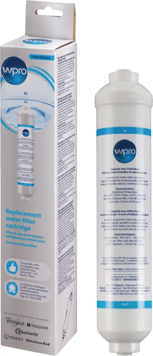 Wpro USC100/1 Amerikaanse koelkast waterfilter