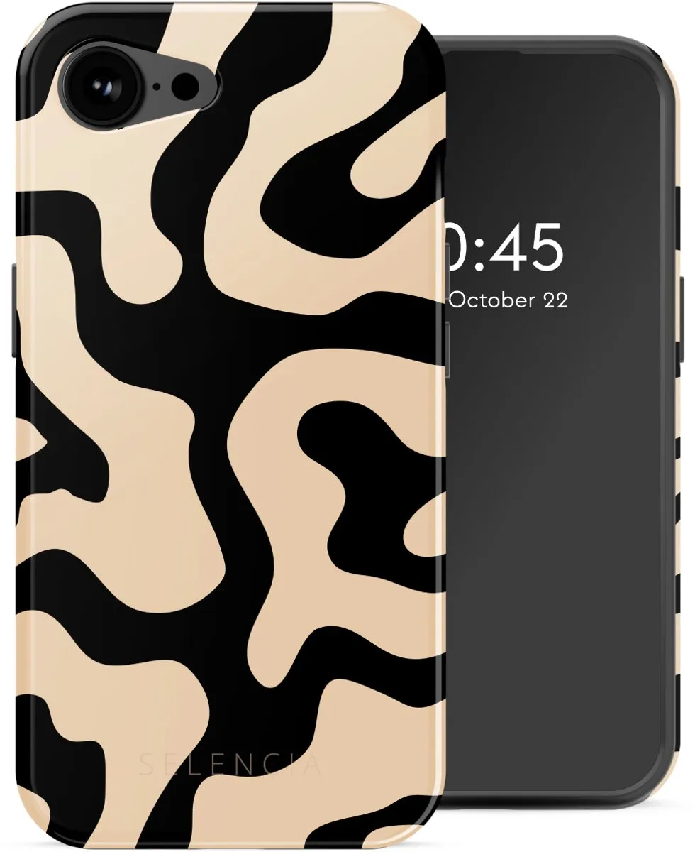 Selencia Hoesje iPhone 16e Art Wave Black - MagSafe
