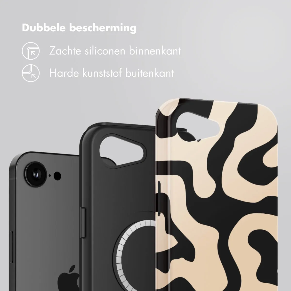 Selencia Hoesje iPhone 16e Art Wave Black - MagSafe
