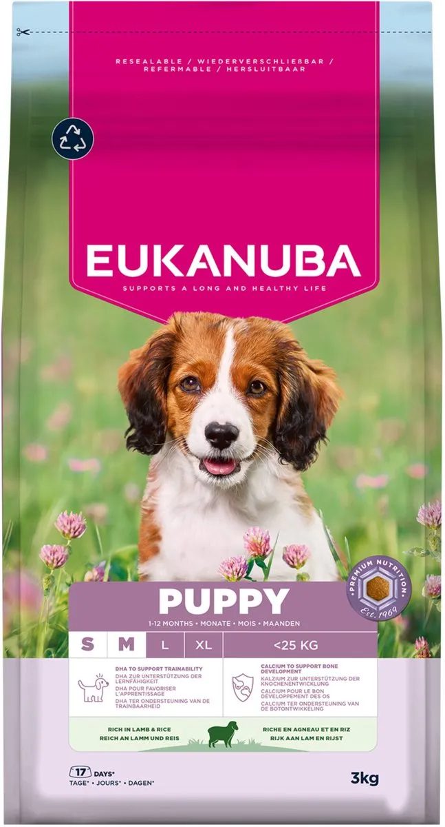 Eukanuba Puppy Small & Medium Breed Lam&Rijst Hondenbrokken 3kg