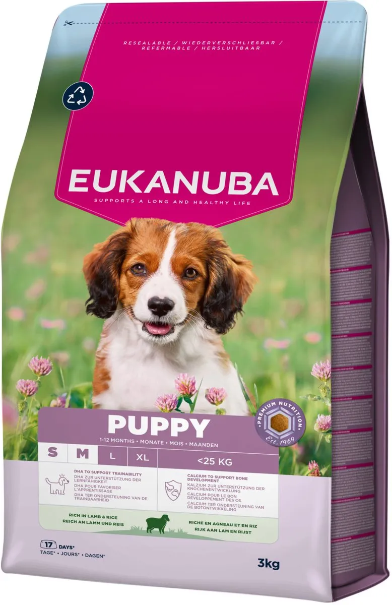 Eukanuba Puppy Small & Medium Breed Lam&Rijst Hondenbrokken 3kg