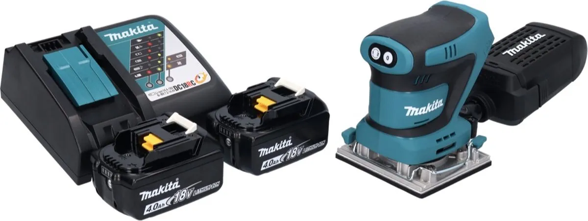 Makita DBO 482 RM Vlakschuurmachine 18V - 112x102mm - 2x 4.0Ah + Lader