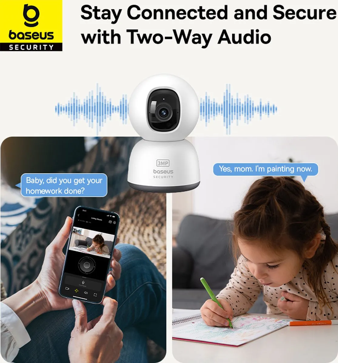 Baseus Security P1 Lite 2K Binnencamera - Wit