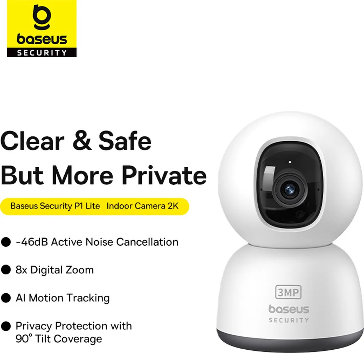 Baseus Security P1 Lite 2K Binnencamera - Wit