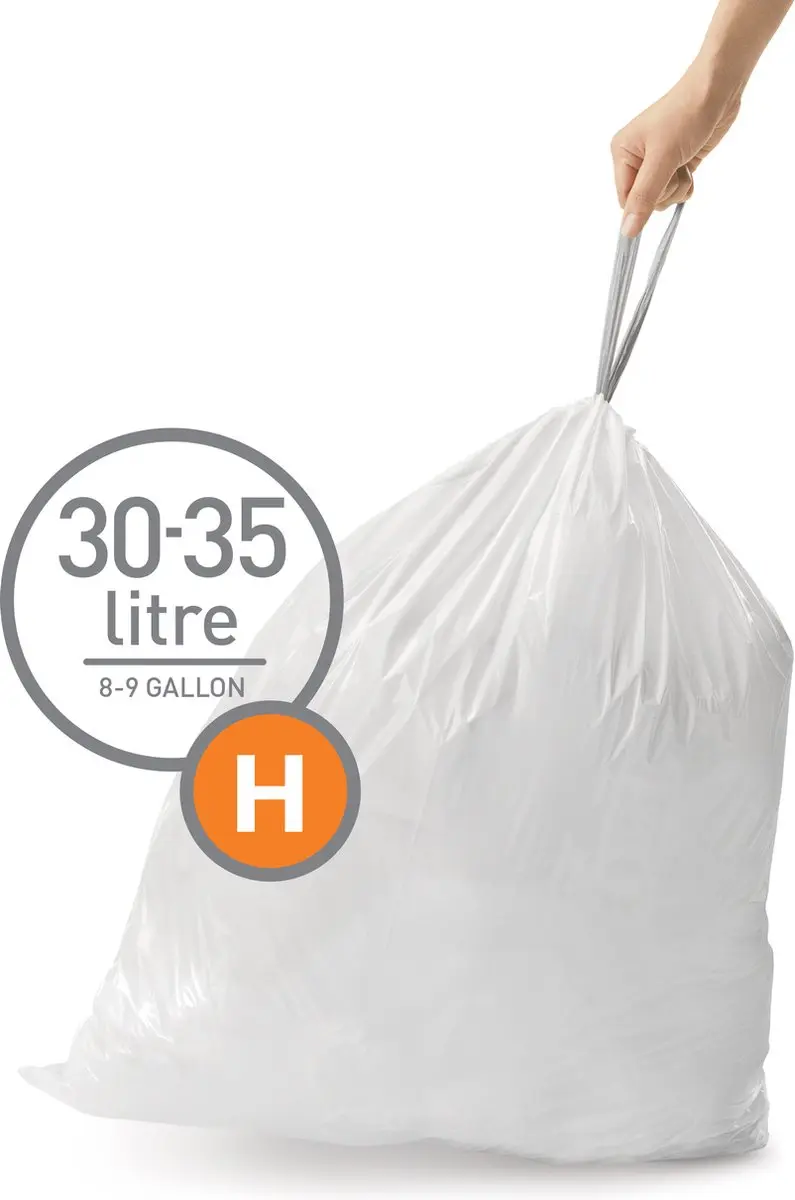 Simplehuman Code H Afvalzakken - 30 liter - 20 stuks - Wit - afbeelding 3 van 6